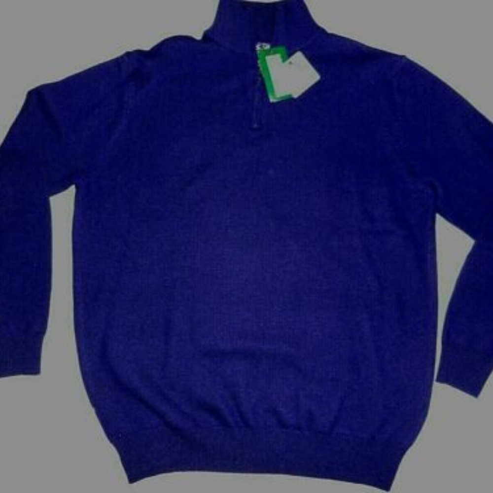 Jeremy Argyle Business Casual Trenton Merino Wool Quarter Zip Sweater Men XL